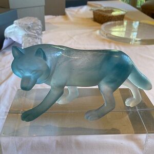Daum Pate de Verre Crystal Wolf Sculpture